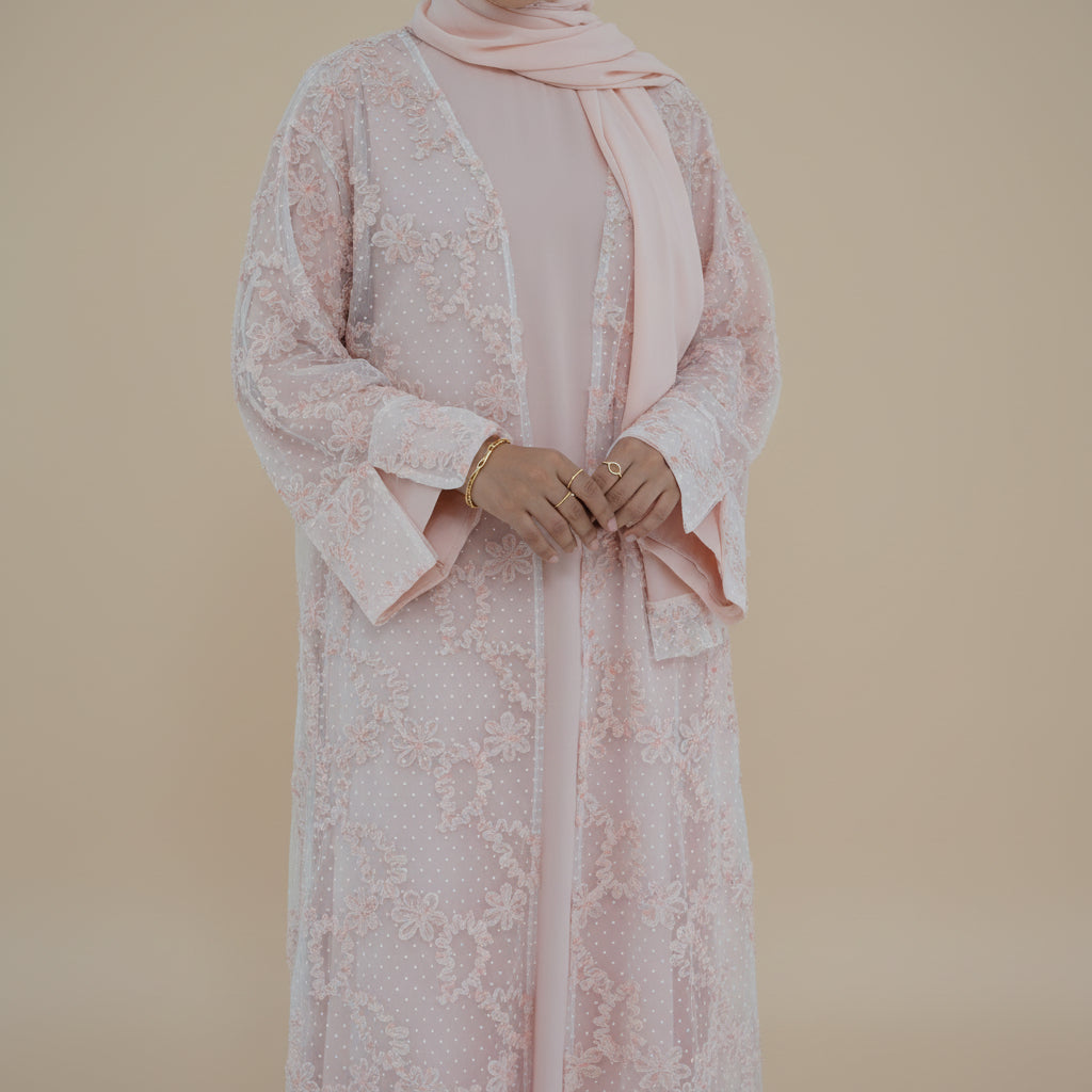 Aura 3D Floral Tulle Abaya Set, view 8