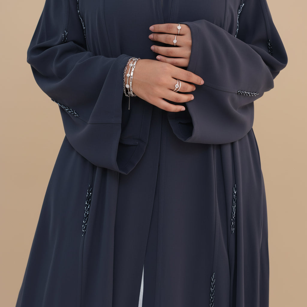 Elif Nida Linear Beaded Abaya, view 4