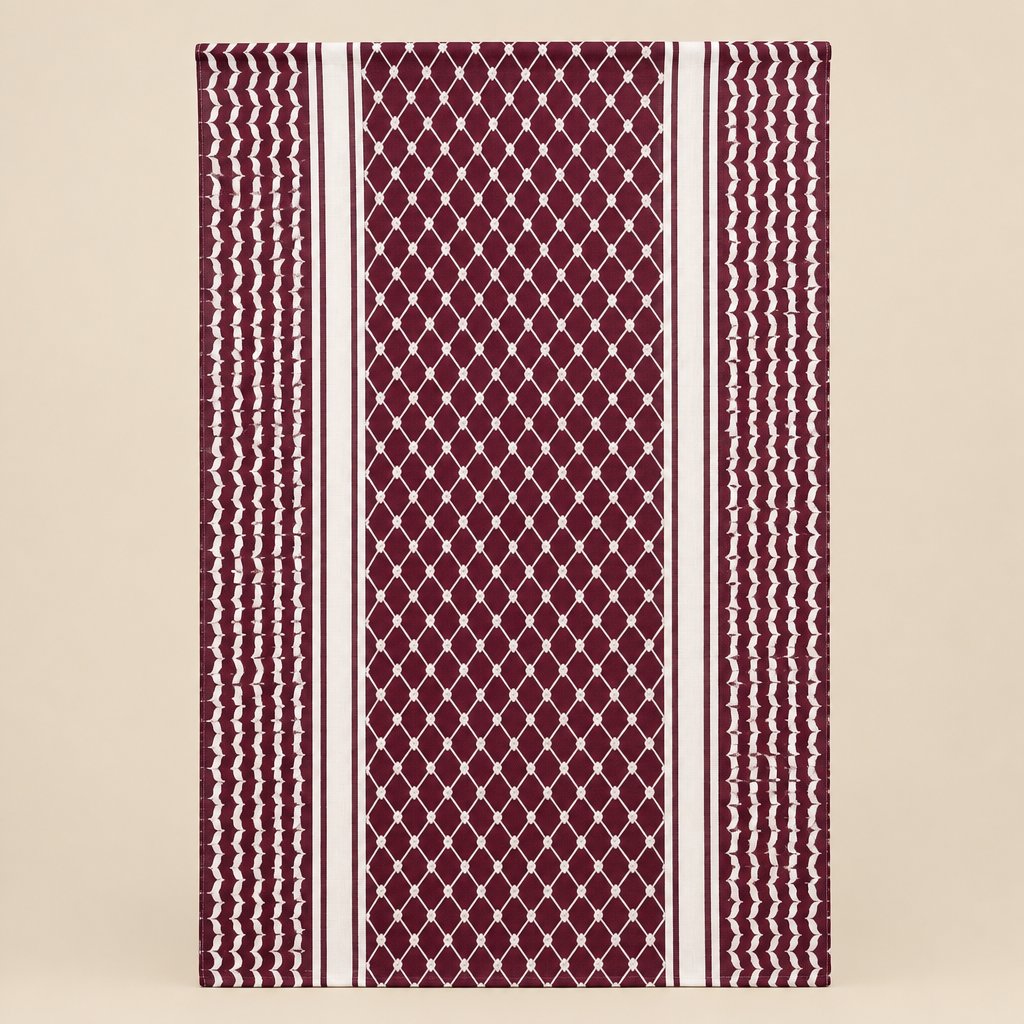 Classic Maroon Keffiyeh Modal Printed Hijab, view 2