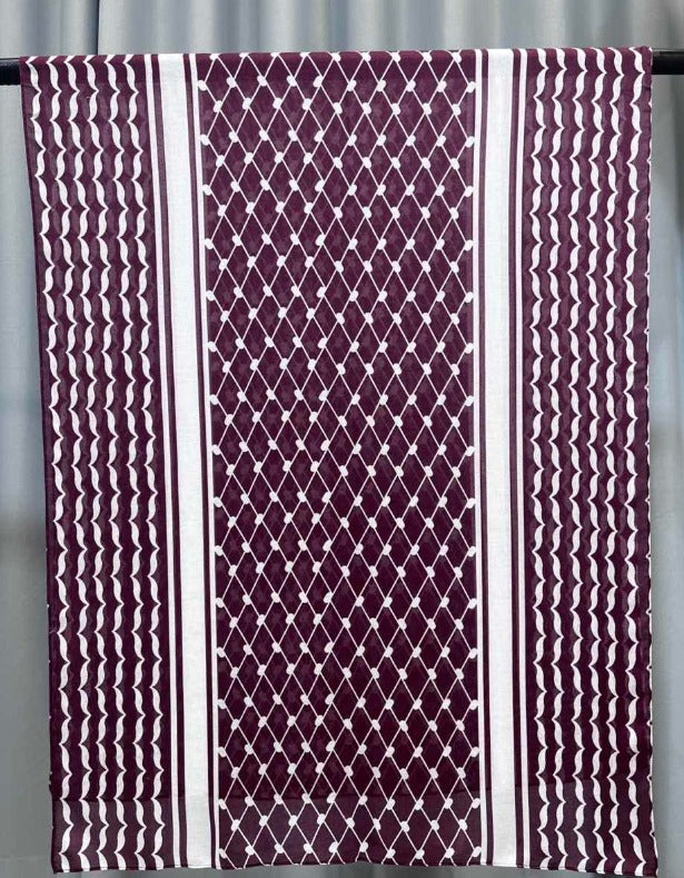 Classic Maroon Keffiyeh Modal Printed Hijab, view 3
