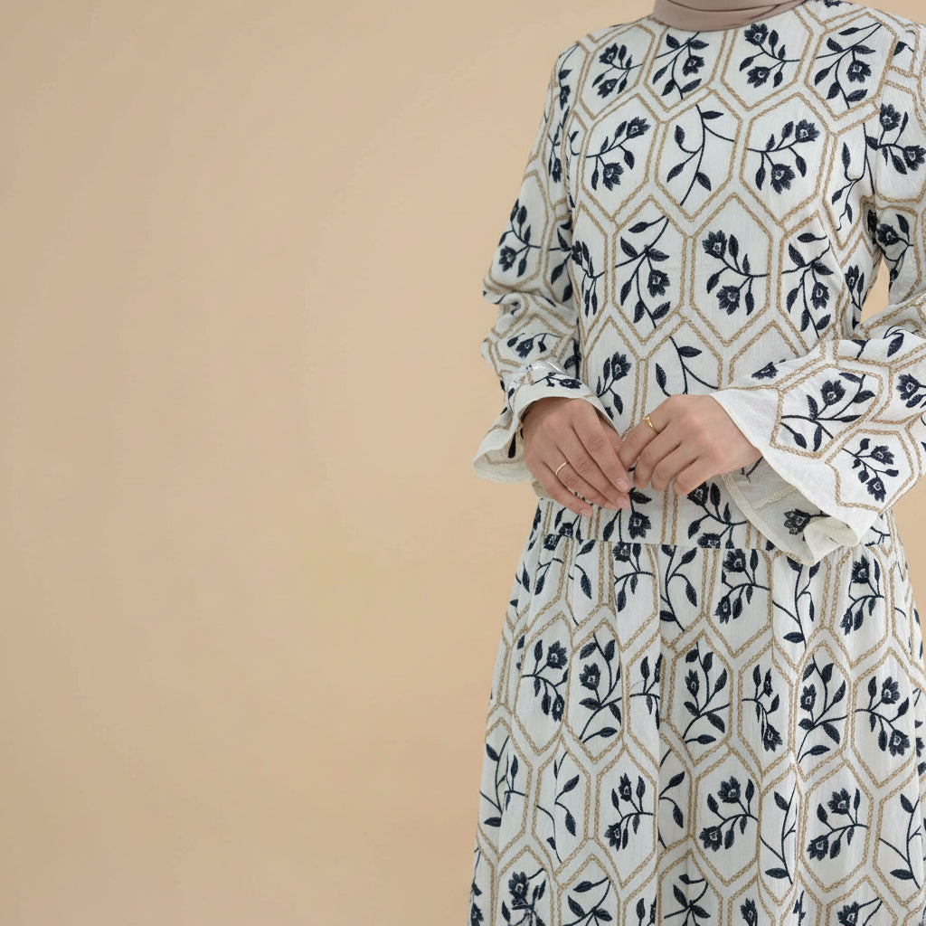 Talia Floral Print Modest Maxi Dress, view 2