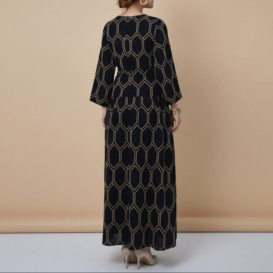 Talia Floral Print Modest Maxi Dress, view 3