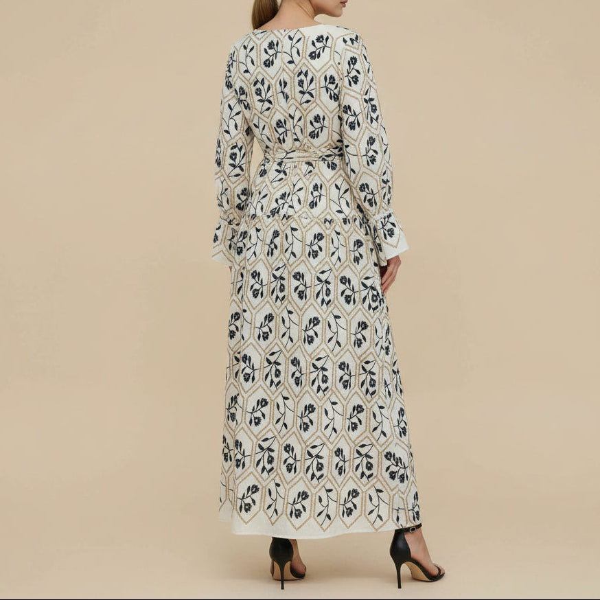 Talia Floral Print Modest Maxi Dress, view 6