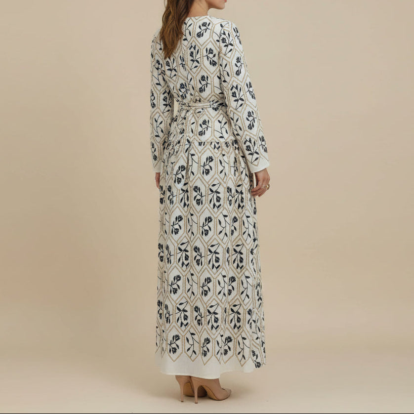 Talia Floral Print Modest Maxi Dress, view 7