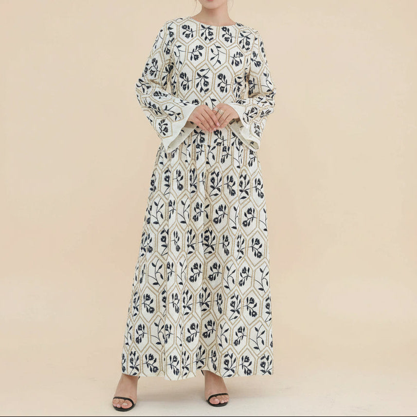 Talia Floral Print Modest Maxi Dress, view 8