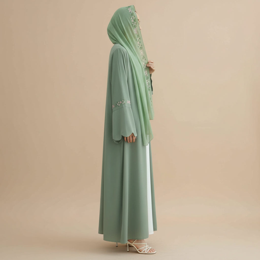 Riham Embroidered Open Abaya Set by Try Modest