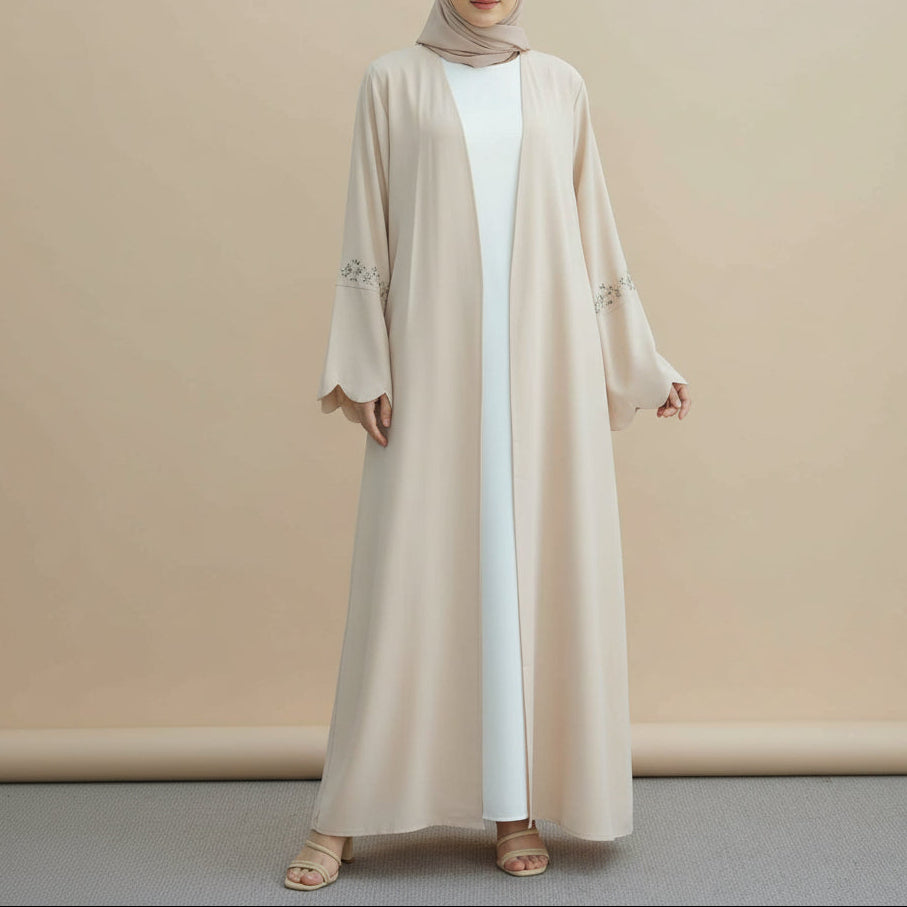 Riham Embroidered Open Abaya Set, view 5