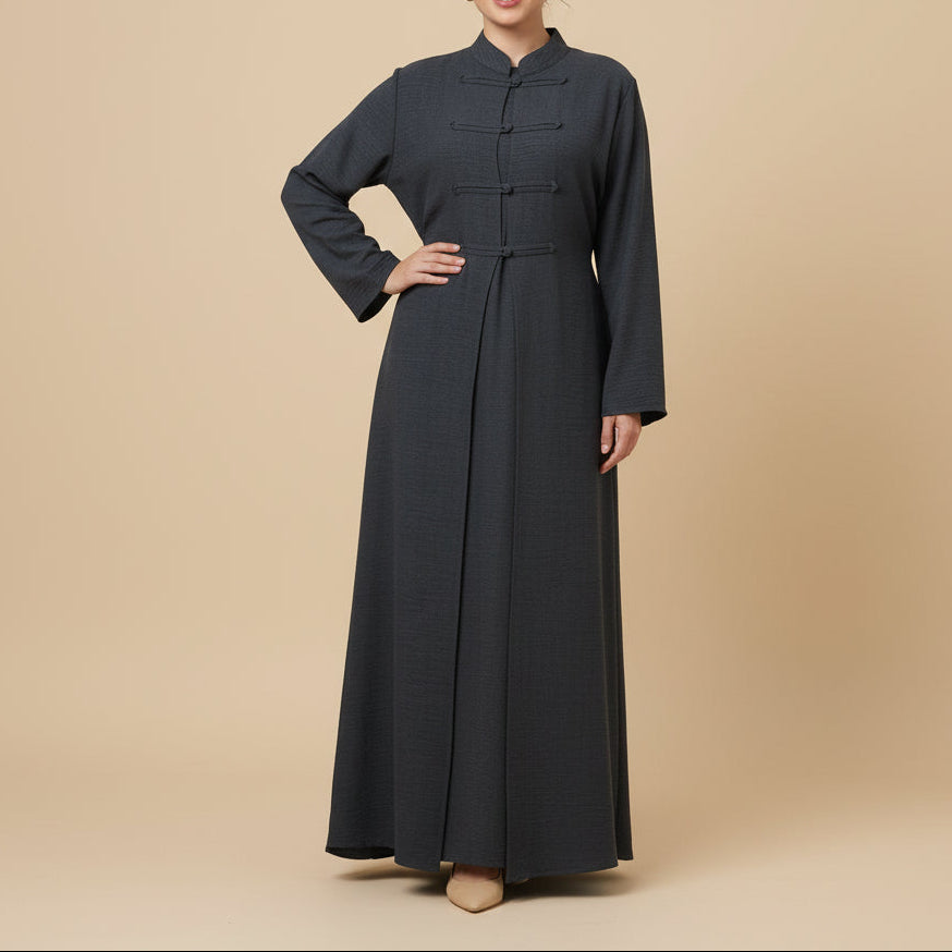 Aseel Structured Button Abaya, view 2