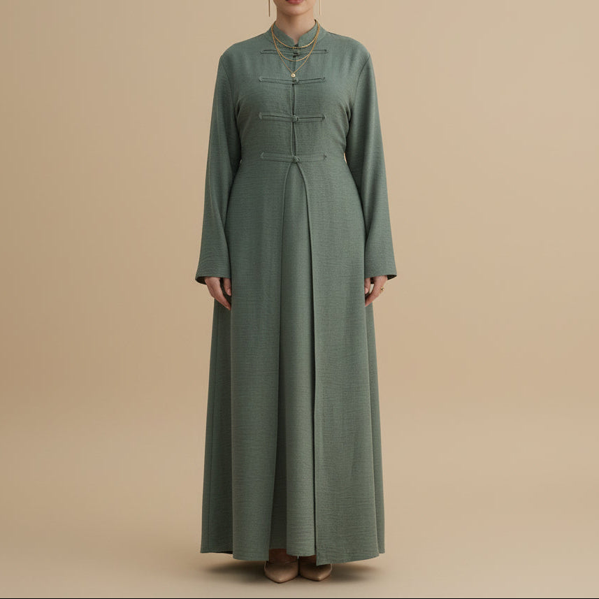 Aseel Structured Button Abaya, view 3