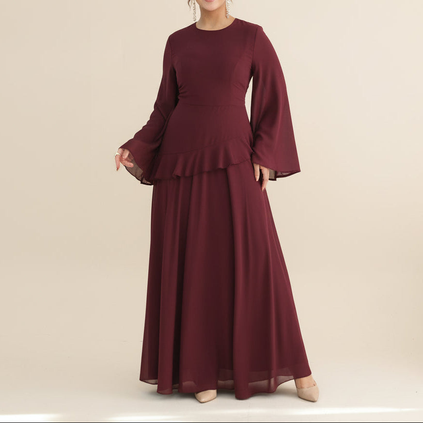 Mahveen Long Sleeve Modest Maxi Dress, view 2