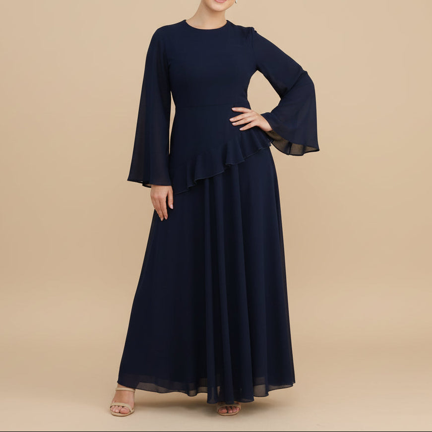 Mahveen Long Sleeve Modest Maxi Dress, view 3