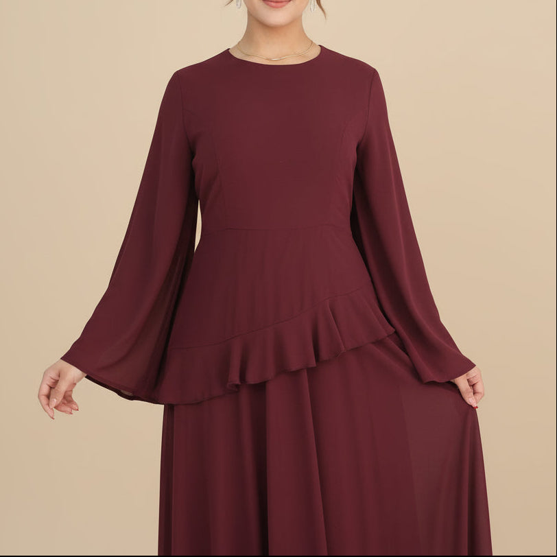 Mahveen Long Sleeve Modest Maxi Dress, view 4