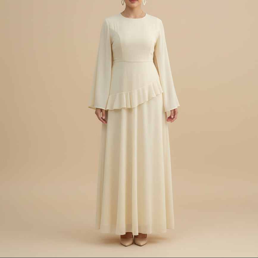 Mahveen Long Sleeve Modest Maxi Dress, view 8