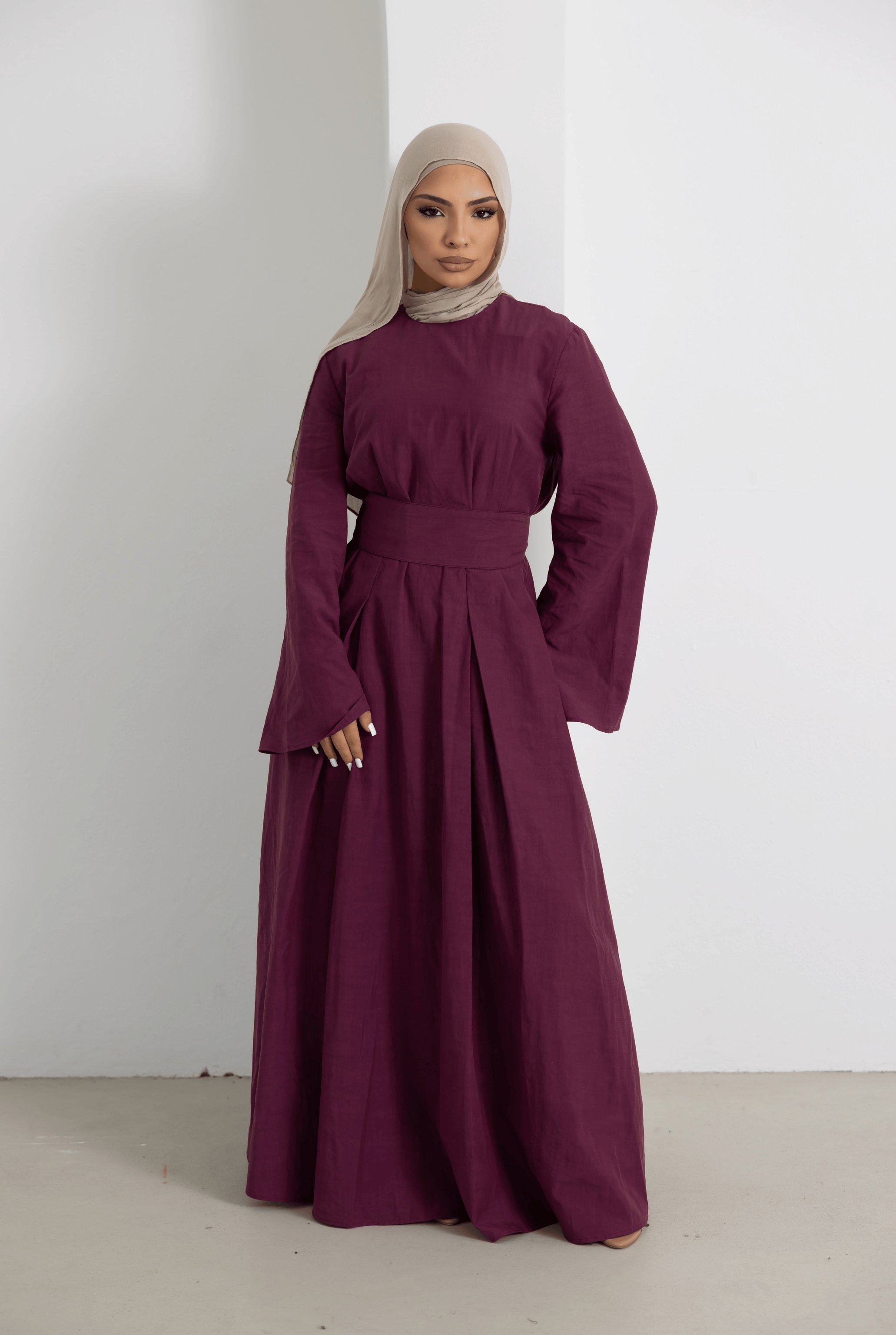 Sorelle Belted Full-Length Modest Dress by Orlena Official