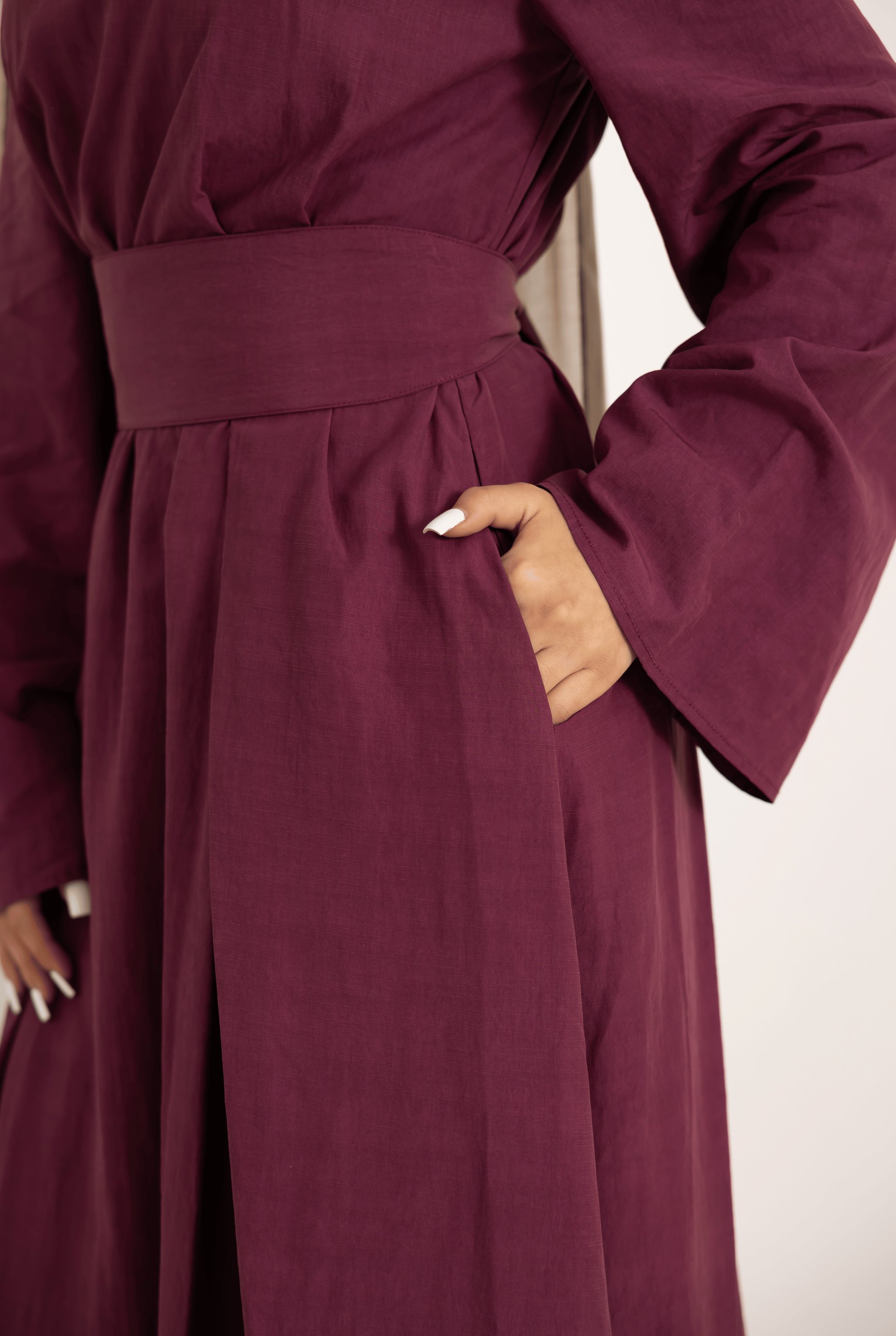 Sorelle Belted Full-Length Modest Dress, view 5