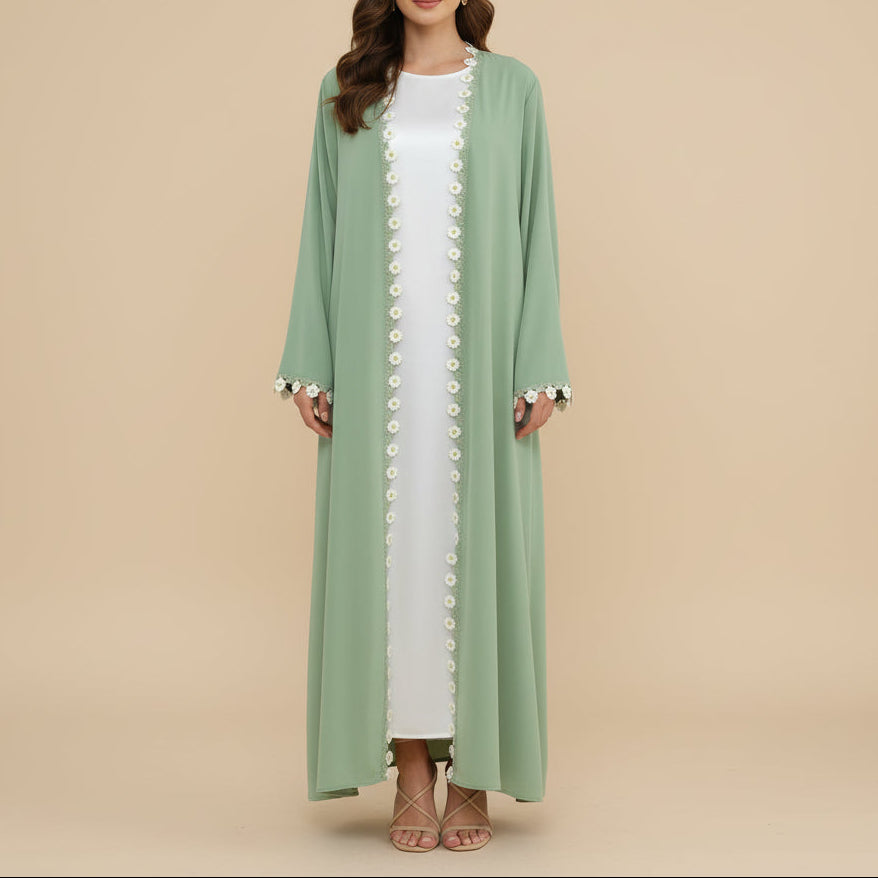 Zaylina Mint Green Nida Abaya & Hijab Set, view 2
