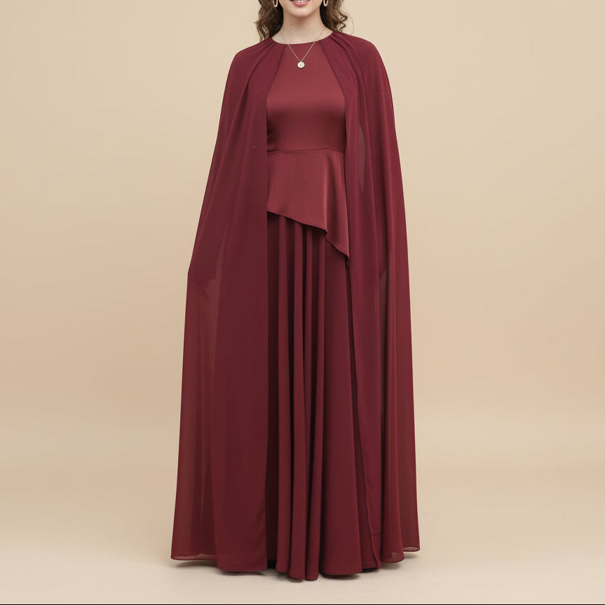 Zareen Modest Chiffon Cape Maxi Dress, view 4
