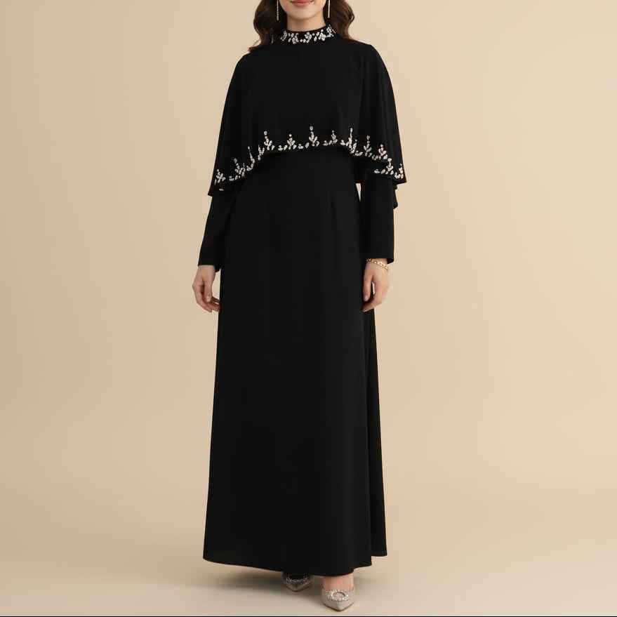 Zafiya Beaded Cape Modest Maxi Dress by Try Modest
