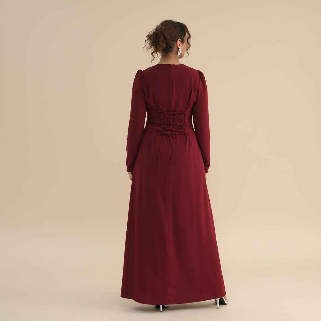 Zafiya Beaded Cape Modest Maxi Dress, view 4