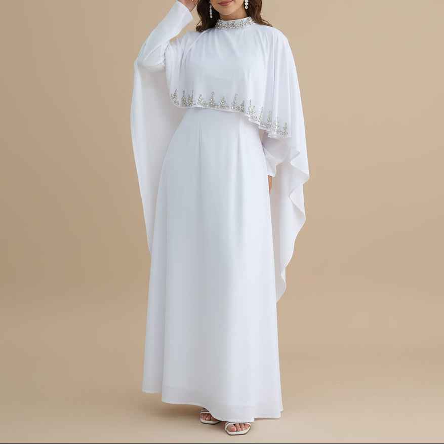 Zafiya Beaded Cape Modest Maxi Dress, view 5