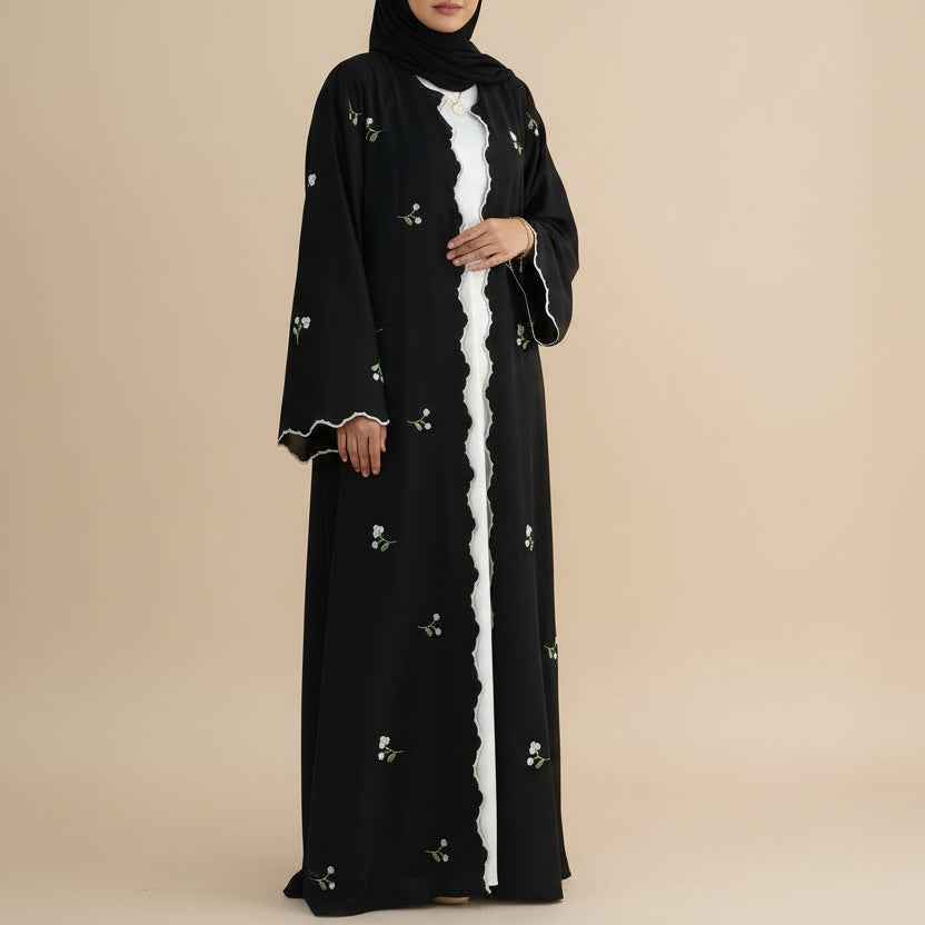 Seraya Floral Abaya & Hijab Set, view 3