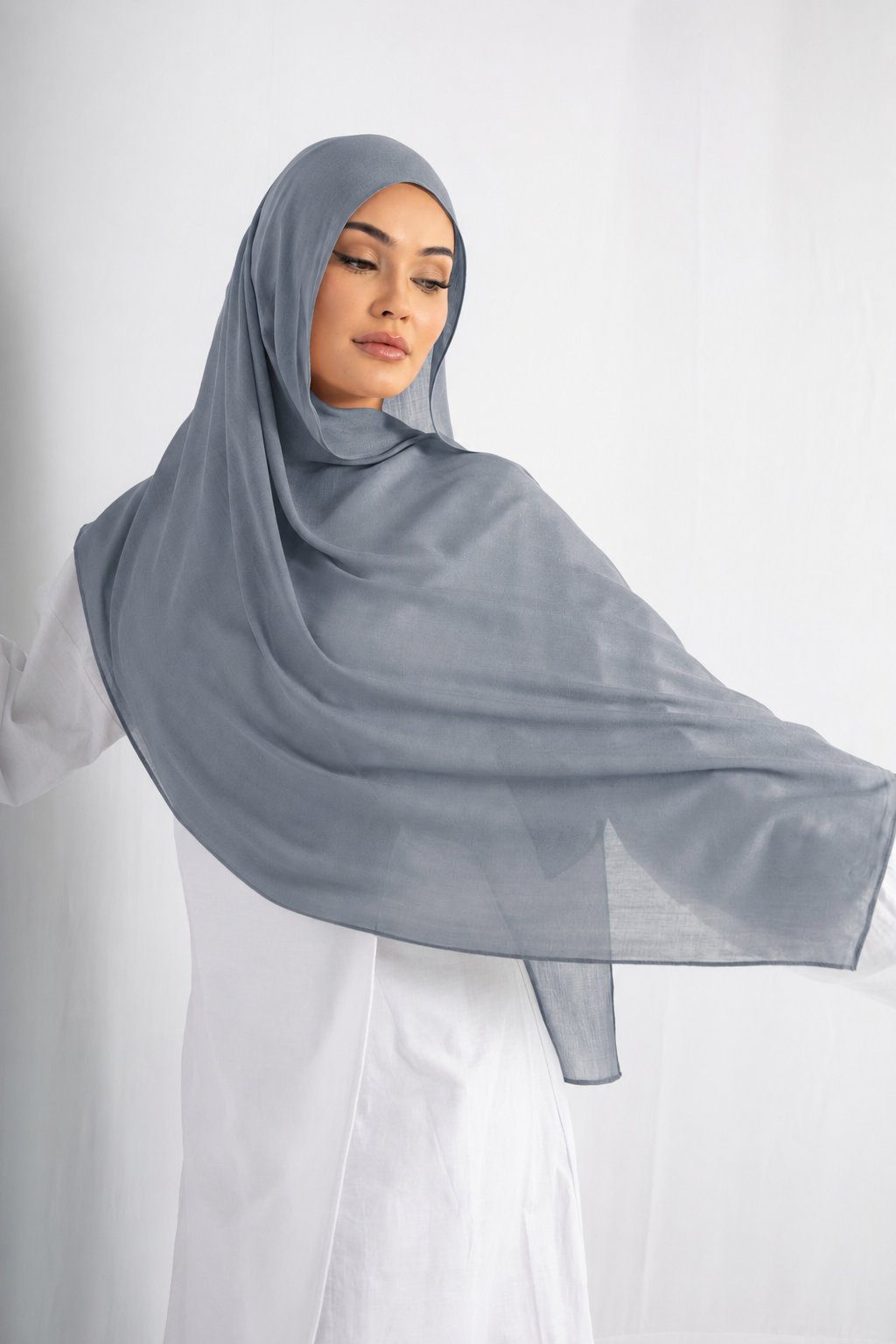 Blue Haze Modal Hijab Comes with Matching Under Cap, view 3