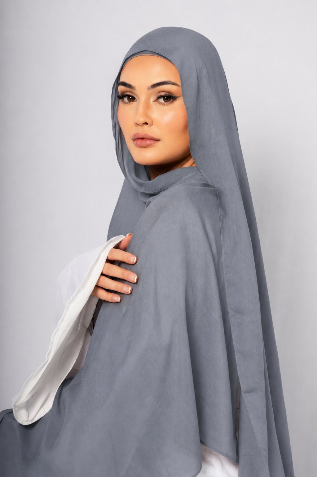 Blue Haze Modal Hijab Comes with Matching Under Cap, view 4