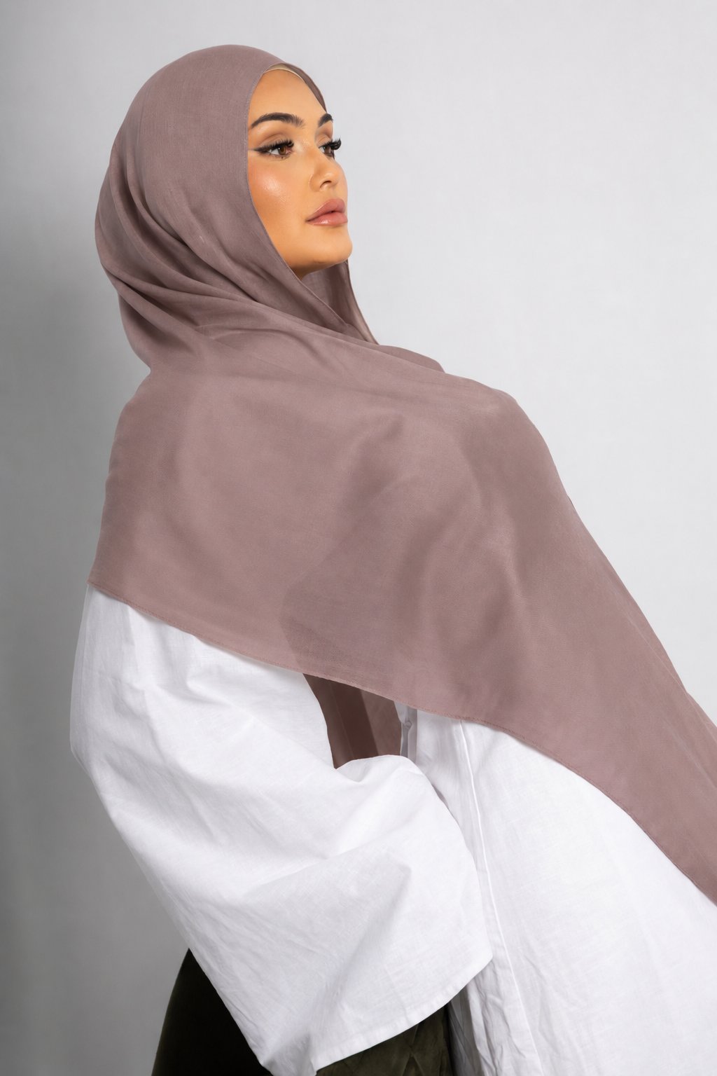 Mauve Taupe Modal Hijab Comes with Matching Under Cap, view 2