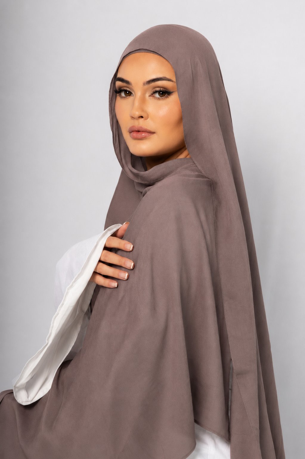 Mauve Taupe Modal Hijab Comes with Matching Under Cap, view 3