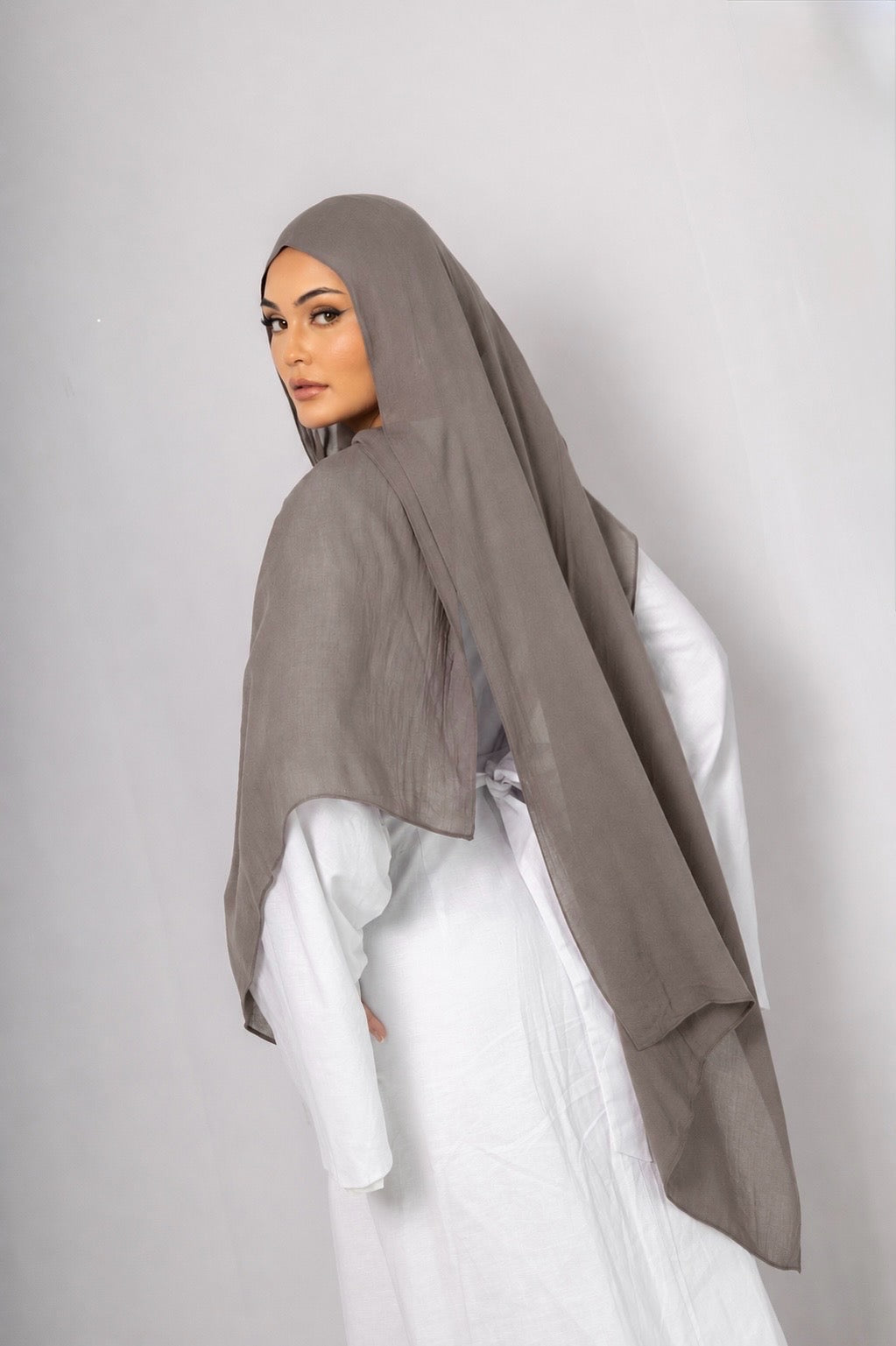 Stone Taupe Modal Hijab Comes with Matching Under Cap, view 3