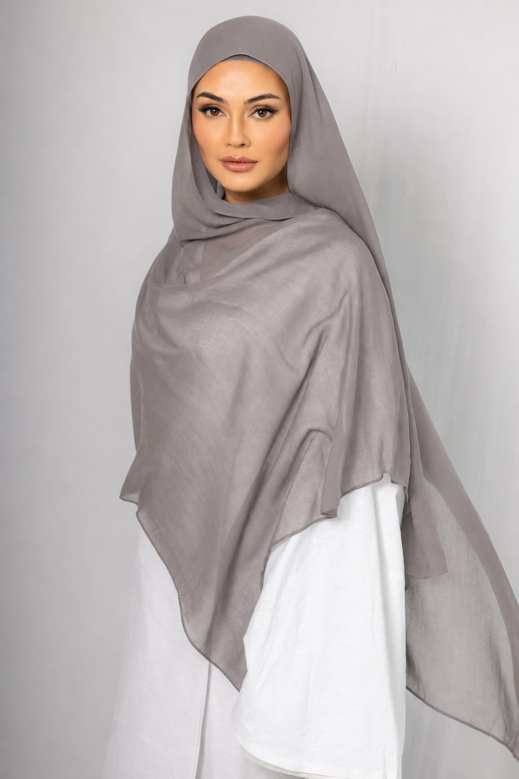 Stone Taupe Modal Hijab Comes with Matching Under Cap, view 4