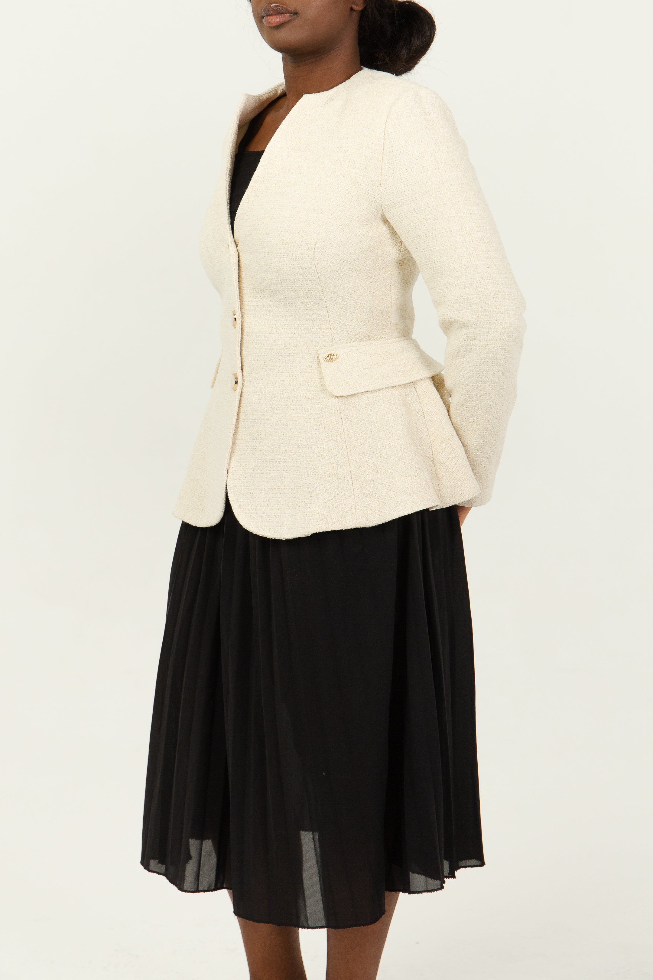 MAGDALENA - Veste péplum en tweed, view 4
