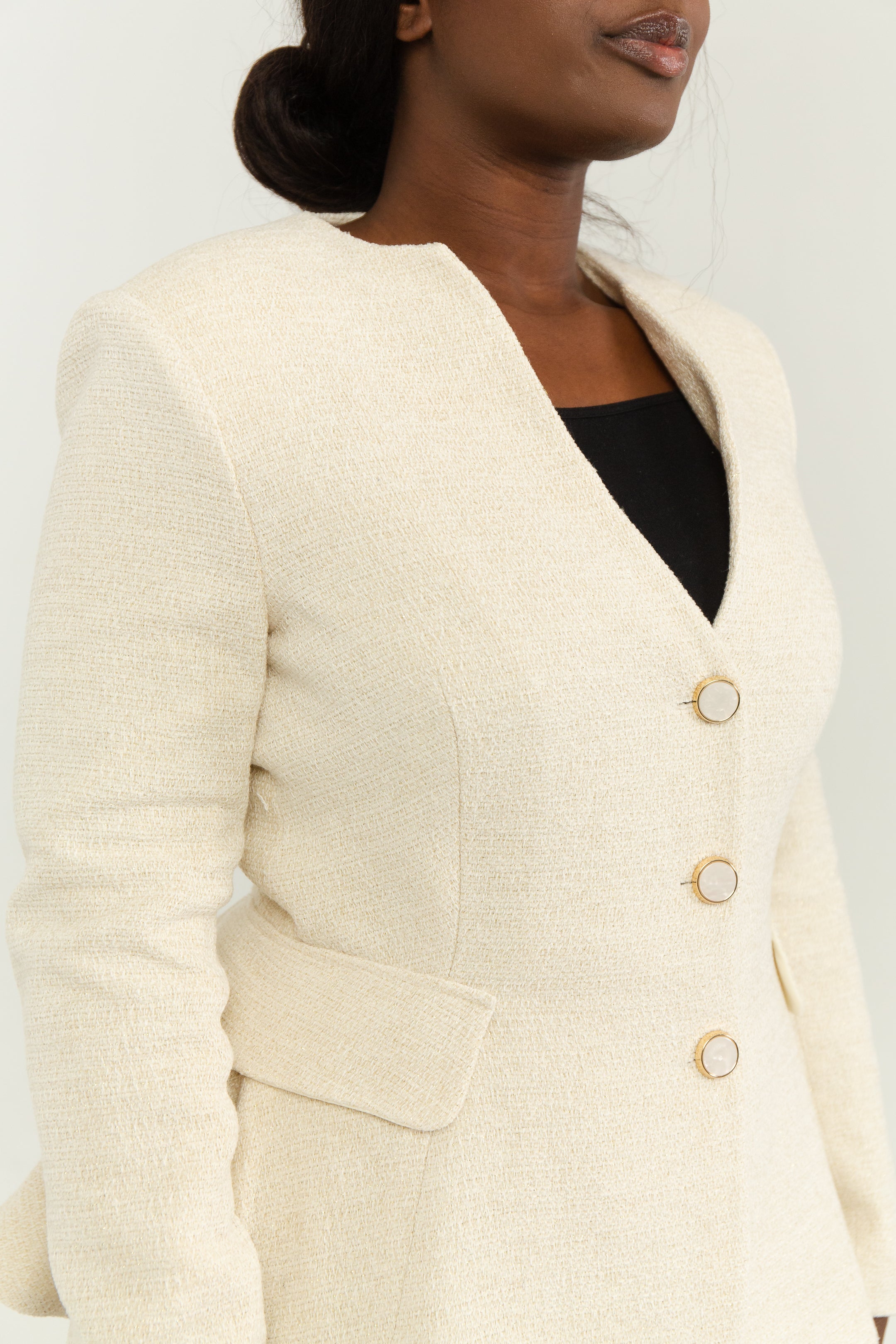 MAGDALENA - Veste péplum en tweed, view 5