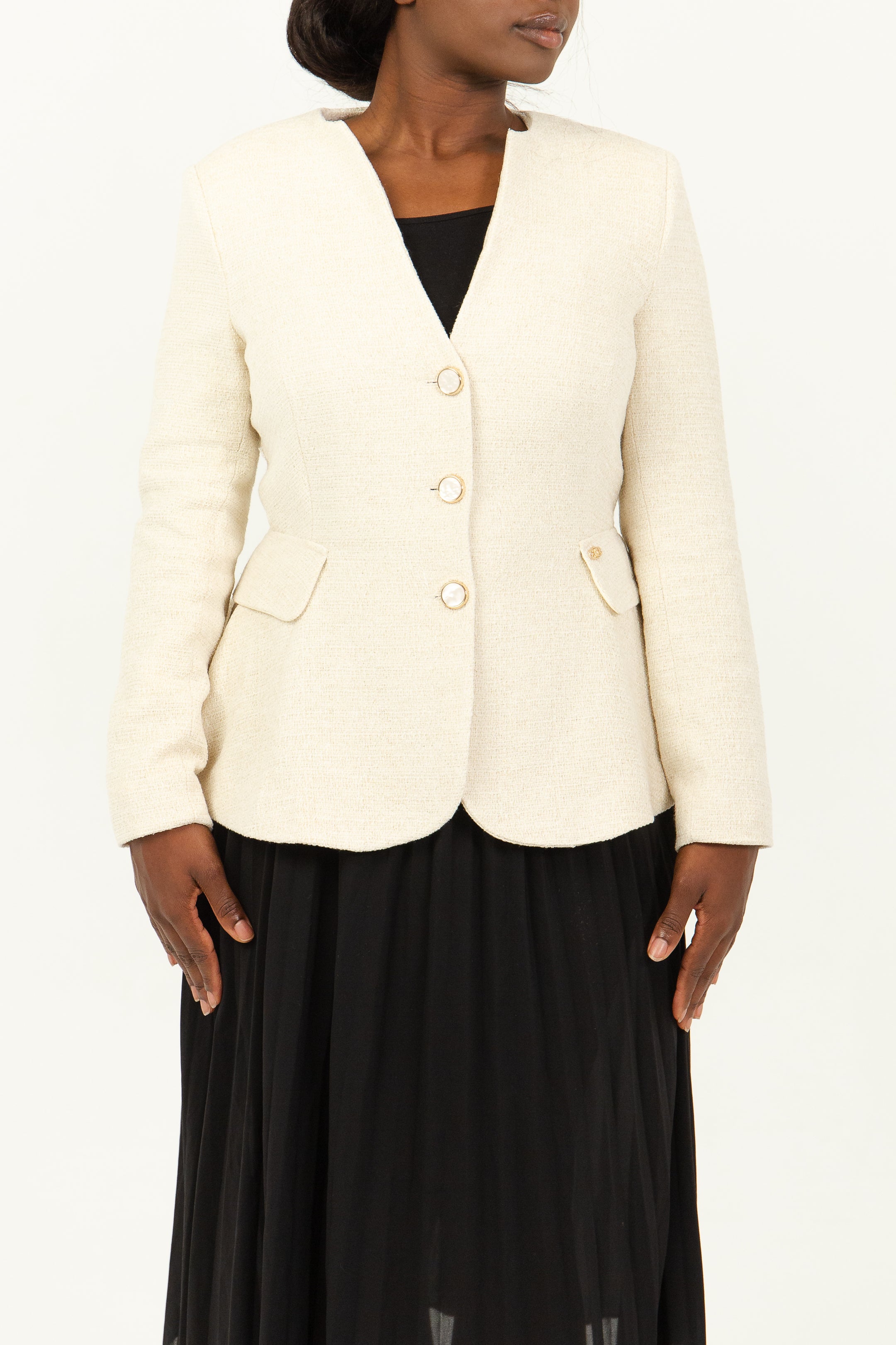 MAGDALENA - Veste péplum en tweed, view 6
