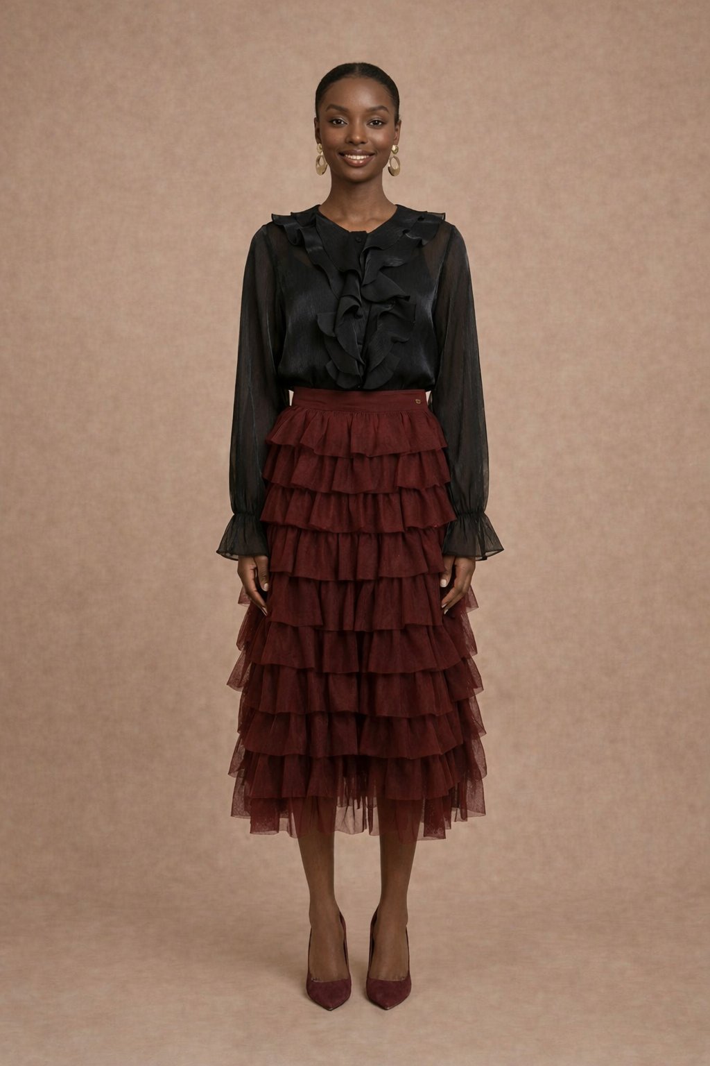 ELISABETH - Jupe longue cascade en tulle by Tsaana