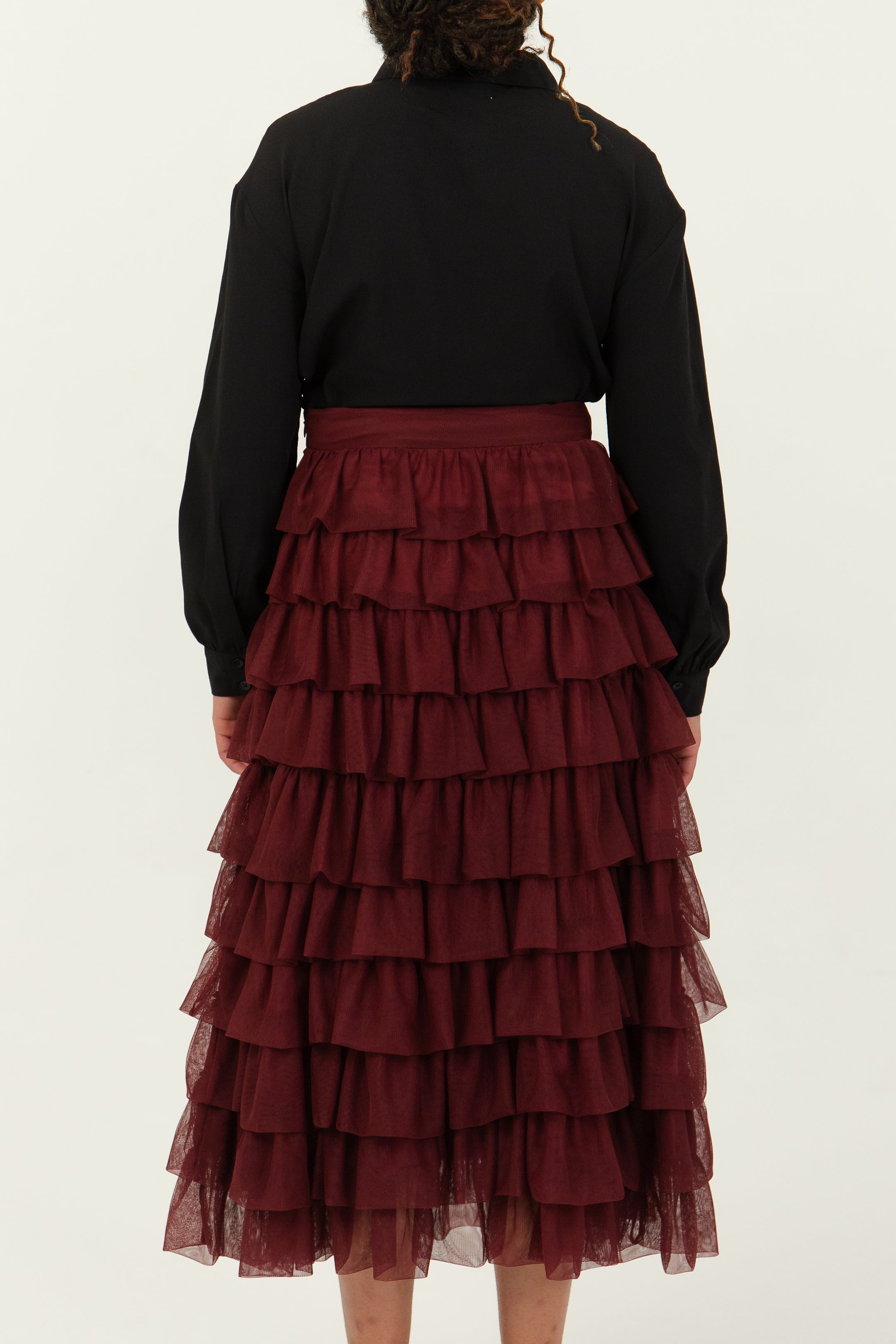 ELISABETH - Jupe longue cascade en tulle, view 2
