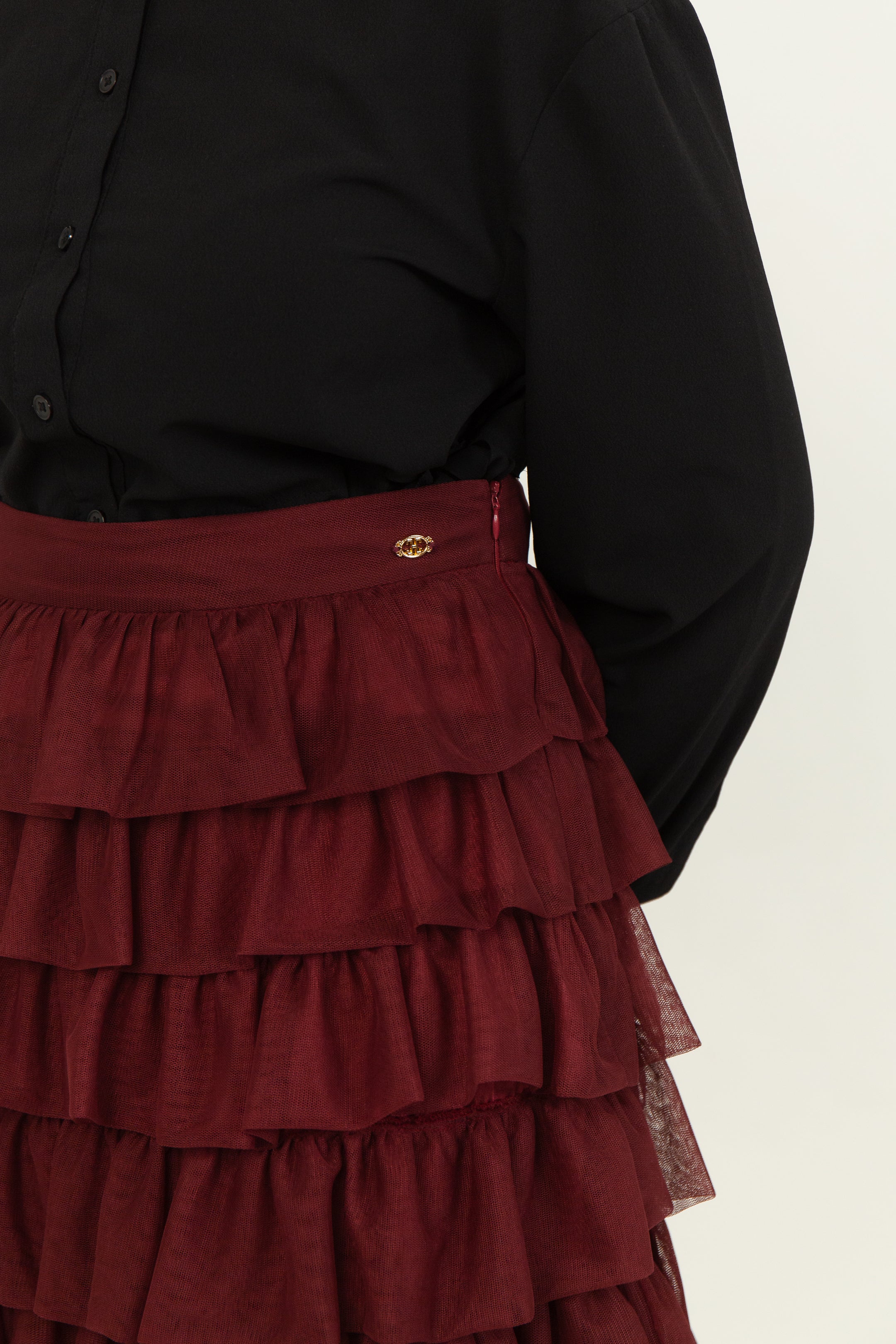 ELISABETH - Jupe longue cascade en tulle, view 3