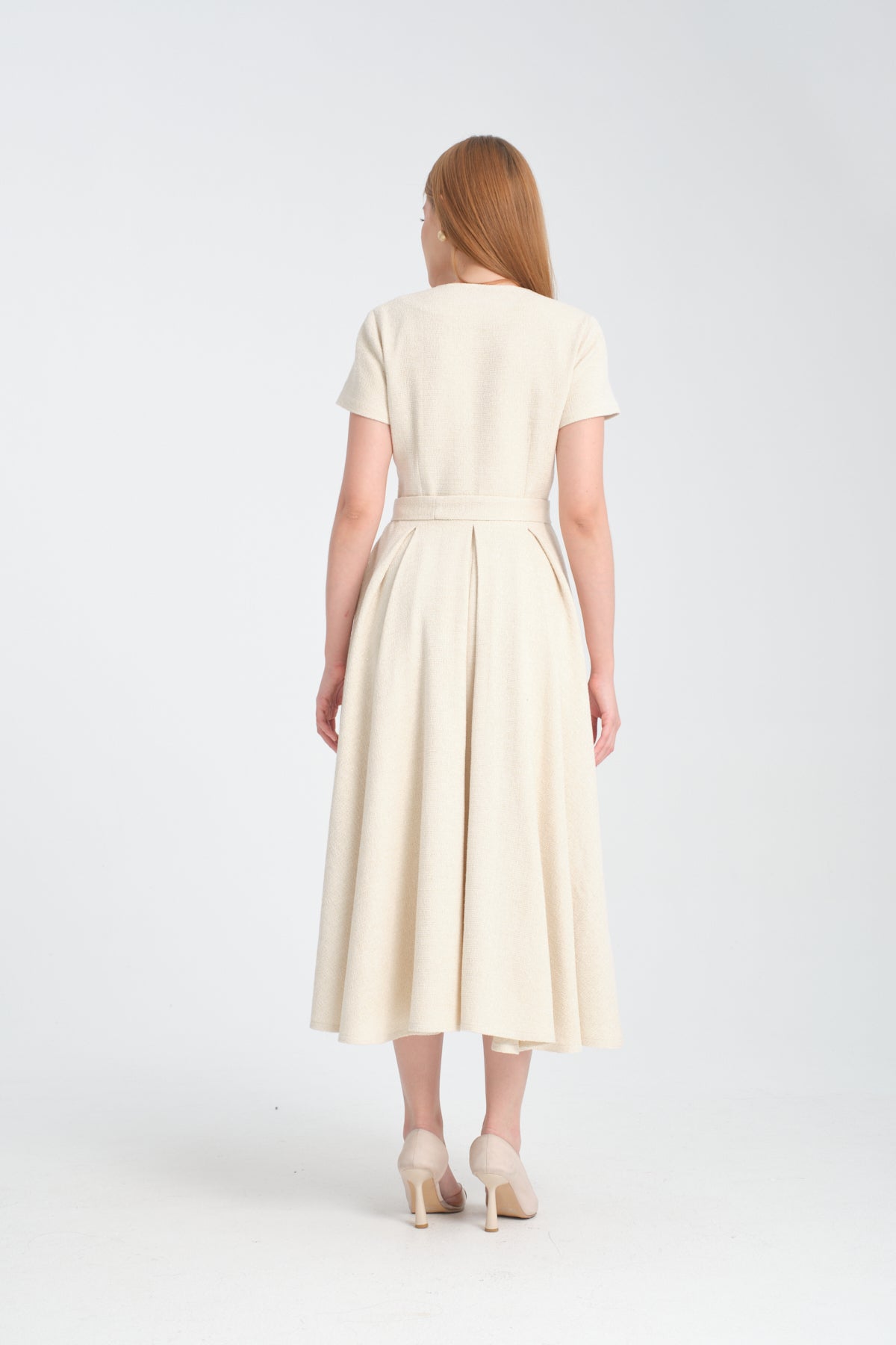 CHRISTELLE - Robe longue portefeuille en tweed, view 6