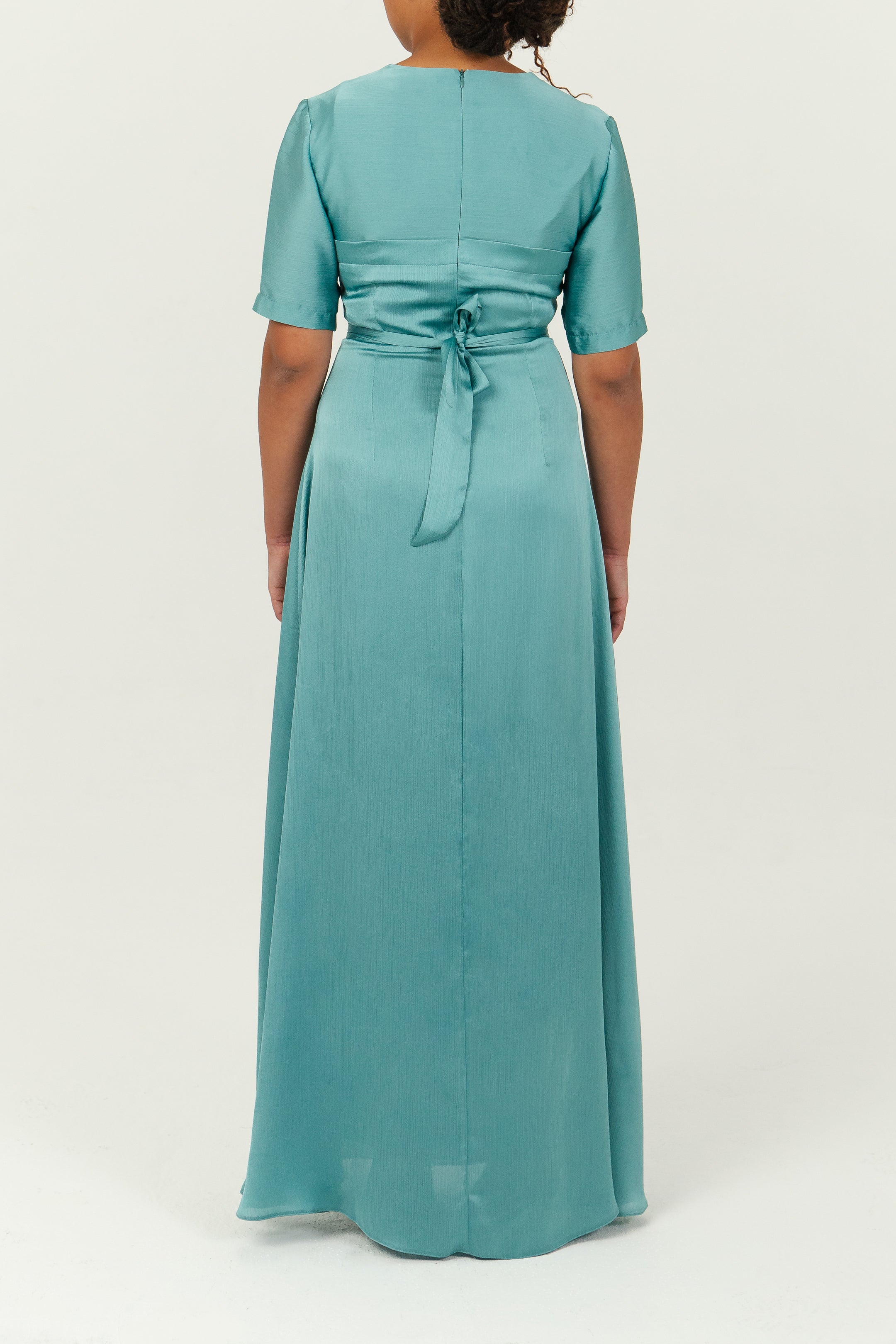 EUNICE - Robe longue en satin effet corset, view 6