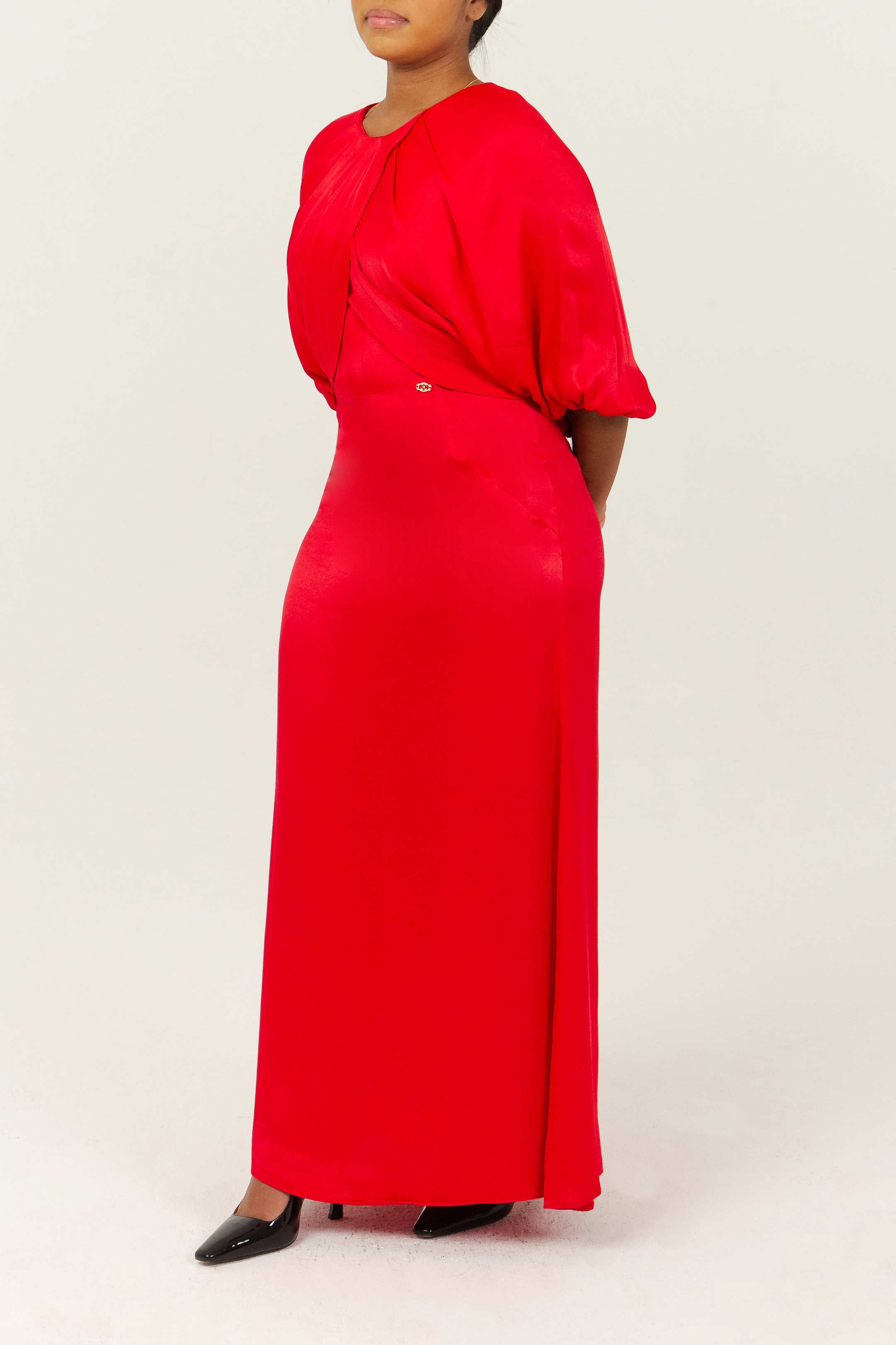 ABIGAELLE - Robe longue en satin, view 2