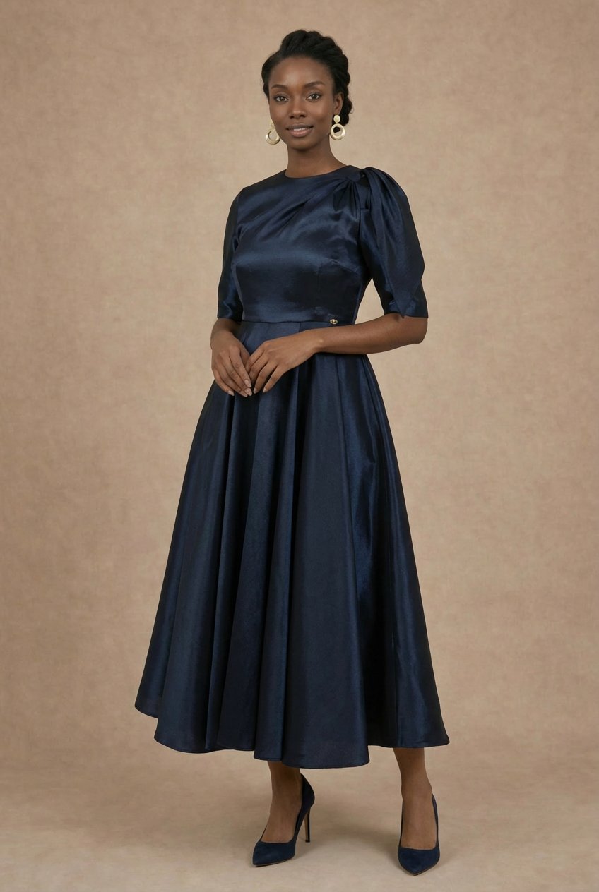 SALOME - Robe patineuse en taffeta col dégagé by Tsaana