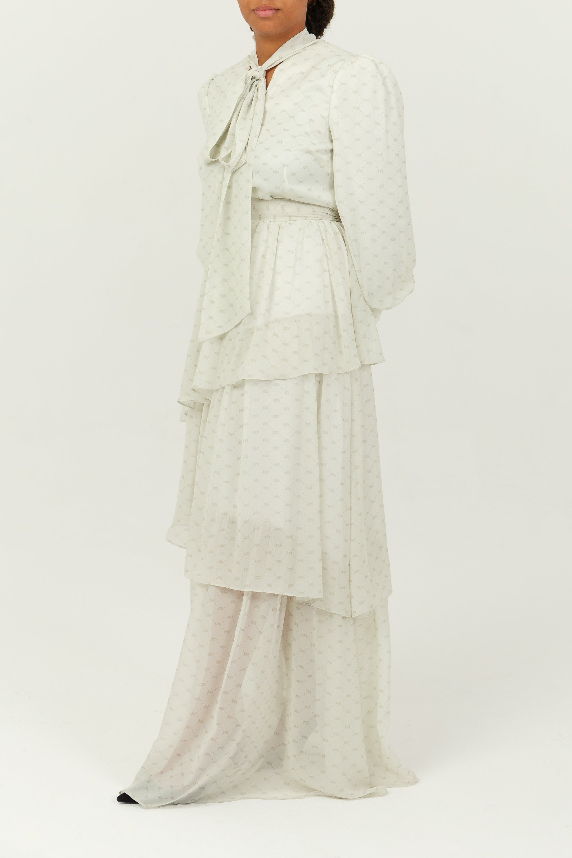 YONAH - Robe longue mousseline cascade maxi imprimé, view 3