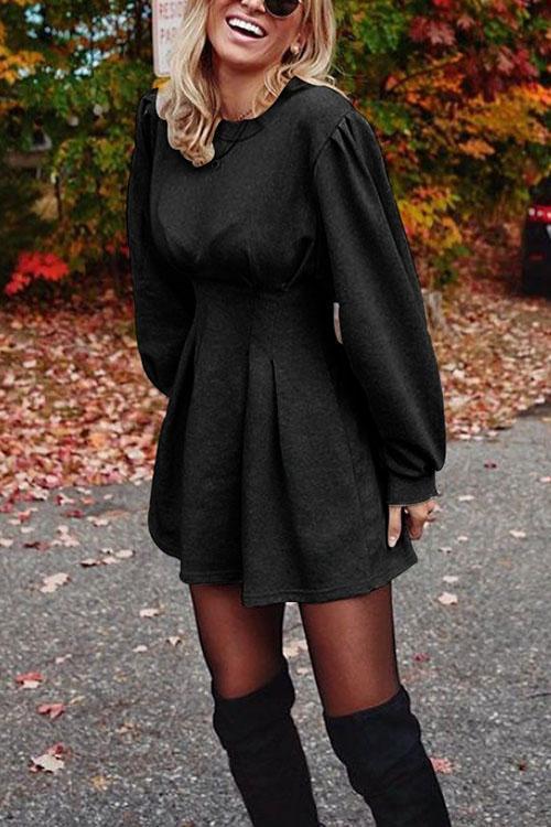 Margovil Ruched Waisted Swing Mini Dress(6 Colors Available), view 2