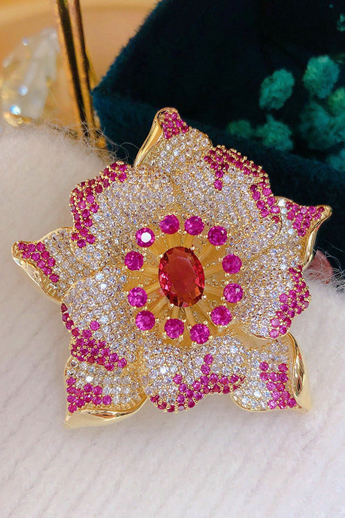 Margovil Blooming luxury Inspiring Elegance Flower Crystal Brooch, view 2