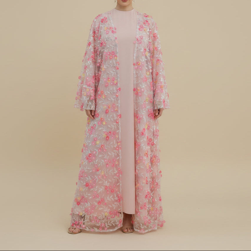 Naylira 3D Floral Abaya Set – 3 Piece Modest Dress & Hijab by Try Modest
