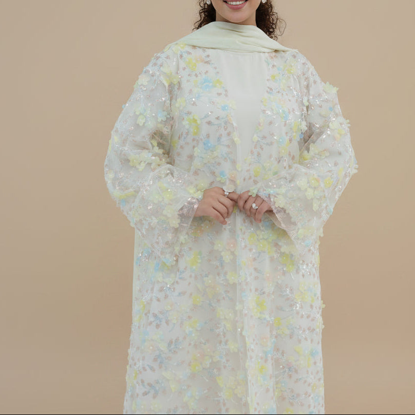 Naylira 3D Floral Abaya Set – 3 Piece Modest Dress & Hijab, view 4