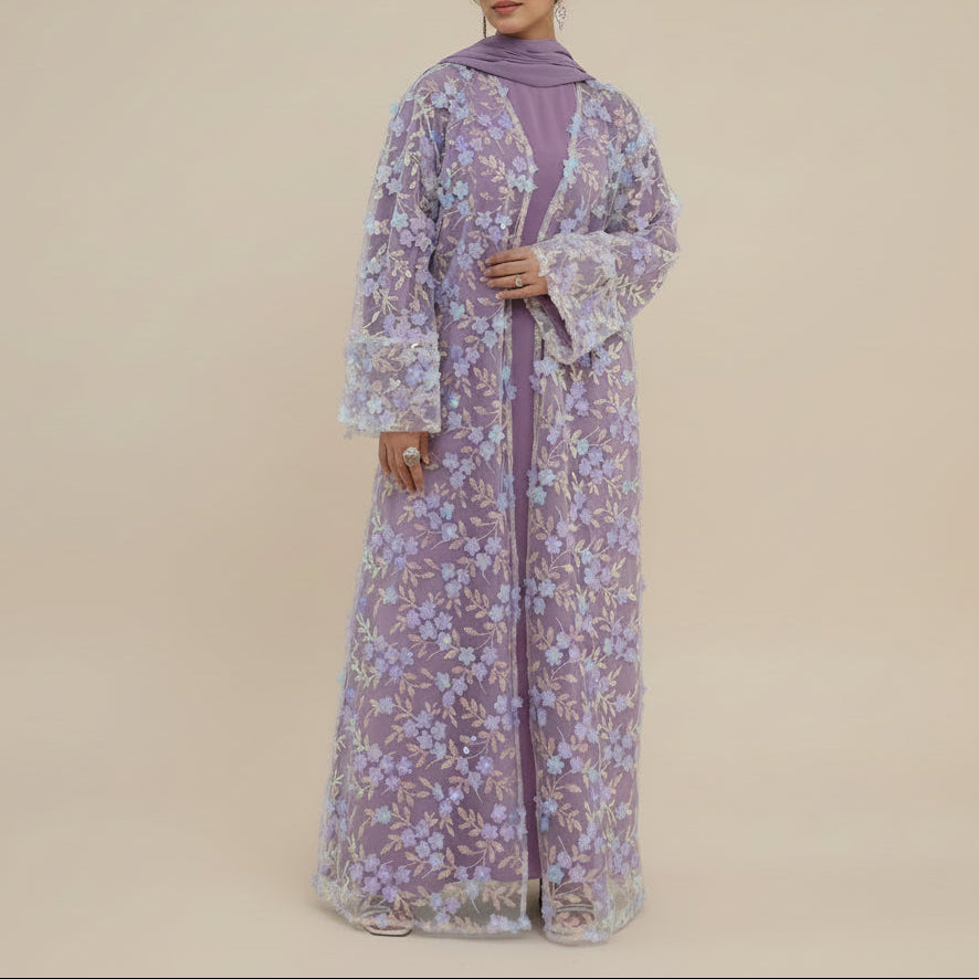 Naylira 3D Floral Abaya Set – 3 Piece Modest Dress & Hijab, view 7