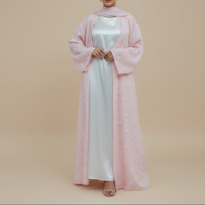 Muna 3D Flower Summer Abaya & Hijab Set, view 2