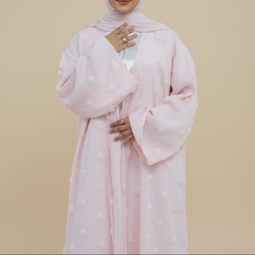 Muna 3D Flower Summer Abaya & Hijab Set, view 5