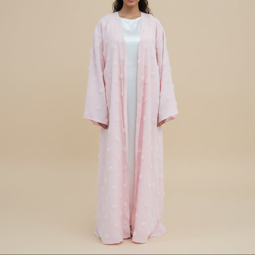 Muna 3D Flower Summer Abaya & Hijab Set, view 6